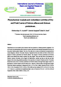 Phytochemical Analysis and Antioxidant Activities of ...