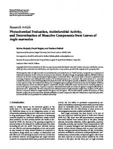 Phytochemical Evaluation, Antimicrobial Activity, and Determination of