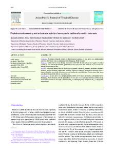 Phytochemical screening and antimalarial activity of ... - ScienceDirect