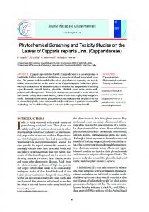 Phytochemical Screening and Toxicity Studies on