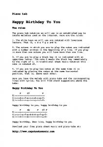 Piano tab Happy Birthday To You - Capotasto Music