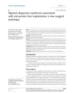 Pigment dispersion syndrome associated with ... - Semantic Scholar