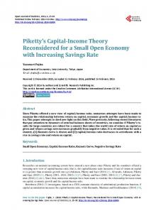 Piketty's Capital-Income Theory Reconsidered for a Small Open ...