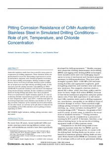 Pitting Corrosion Resistance of CrMn Austenitic Stainless Steel in ...