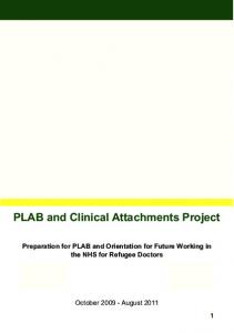 PLAB and Clinical Attachments Project - Refugee Council