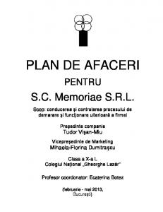 PLAN DE AFACERI - WordPress.com