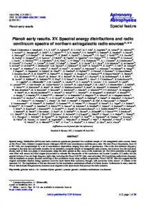 Planck early results. XV. Spectral energy ... - Astronomy & Astrophysics