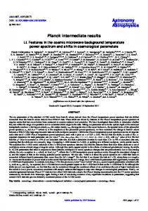 Planck intermediate results - LI. Features in the cosmic microwave ...