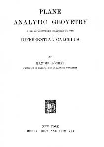 PLANE ANALYTIC GEOMETRY