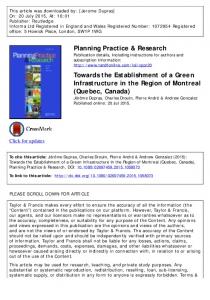 Planning Practice & Research Towards the Establishment of a Green ...