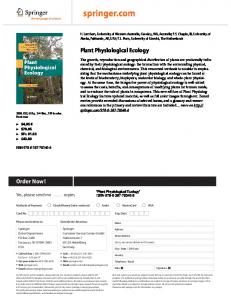 Plant Physiological Ecology Order Now