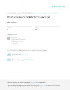 Plant secondary metabolites: a review