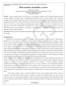 Plant secondary metabolites: a review