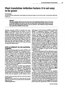 Plant translation initiation factors - Biochemical Society Transactions