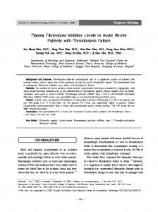 Plasma Fibrinolysis Inhibitor Levels in Acute Stroke Patients with ...