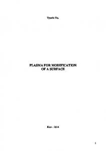 plasma for modification of a surface