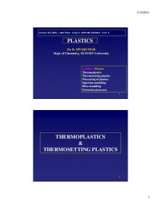 PLASTICS THERMOPLASTICS & THERMOSETTING PLASTICS