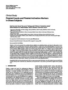 Platelet Counts and Platelet Activation Markers in ... - BioMedSearch