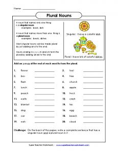 Plural Nouns - Super Teacher Worksheets