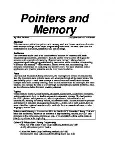 Pointers and Memory