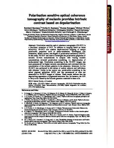 Polarization sensitive optical coherence tomography ... - OSA Publishing