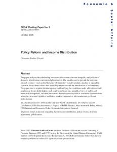 Policy Reform and Income Distribution - the United Nations