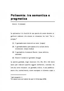 Polisemia: tra semantica e pragmatica