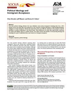 Political Ideology and Immigrant Acceptance - SAGE Journals