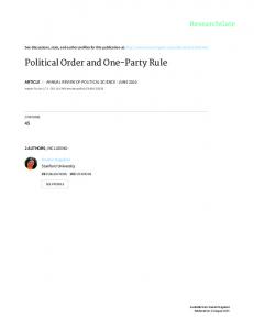 Political Order and One-Party Rule