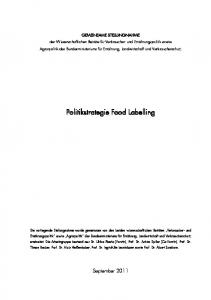 Politikstrategie Food Labelling - BMEL