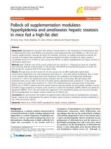 Pollock oil supplementation modulates hyperlipidemia ... - Springer Link