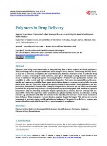 Polymers in Drug Delivery