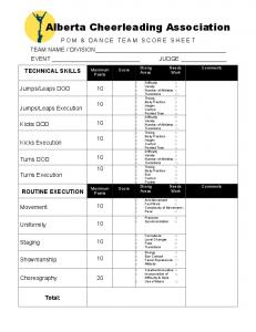 Pom & Dance Score Sheet