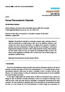 Porous Thermoelectric Materials - MDPI