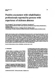 Positive encounters with rehabilitation professionals ... - IOS Press