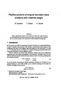 Positive solutions of singular boundary value problems ... - Project Euclid