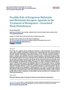 Possible Role of Exogenous Melatonin and Melatonin-Receptor ...