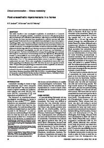 Post-anaesthetic myelomalacia in a horse - Semantic Scholar