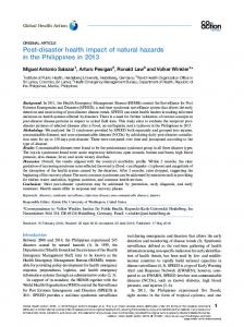 Post-disaster health impact of natural hazards in the Philippines in 2013