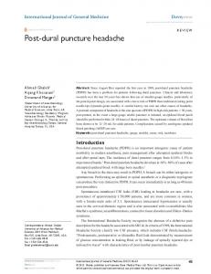 Post-dural puncture headache