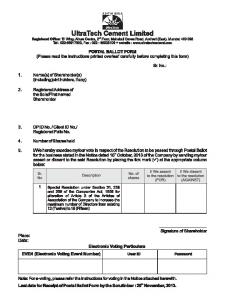 Postal Ballot Form - UltraTech cement