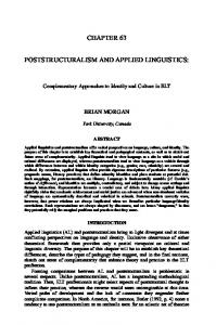 POSTSTRUCTURALISM AND APPLIED LINGUISTICS