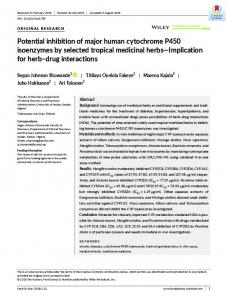 Potential inhibition of major human cytochrome P450