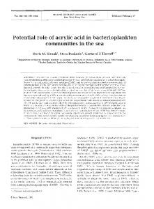 Potential role of acrylic acid in bacterioplankton ... - Inter Research