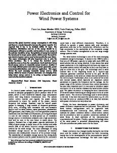 Power Electronics and Control for Wind Power Systems - IEEE Xplore