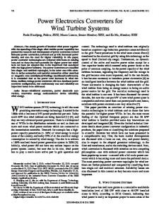 Power Electronics Converters for Wind Turbine Systems