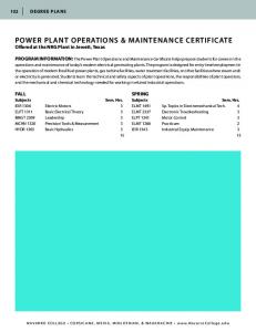 POWER PLANT OPERATIONS & MAINTENANCE CERTIFICATE