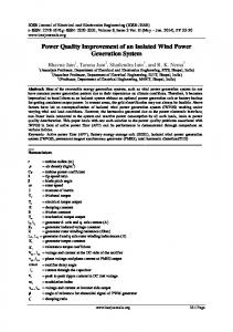 Power Quality Improvement of an Isolated Wind Power ... - IOSR journals