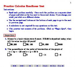 Practice Calculus Readiness Test