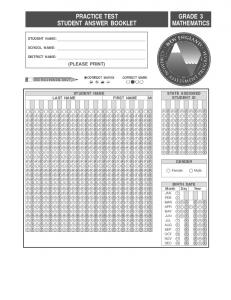 PRACTICE TEST STUDENT ANSWER BOOKLET GRADE 3 ...